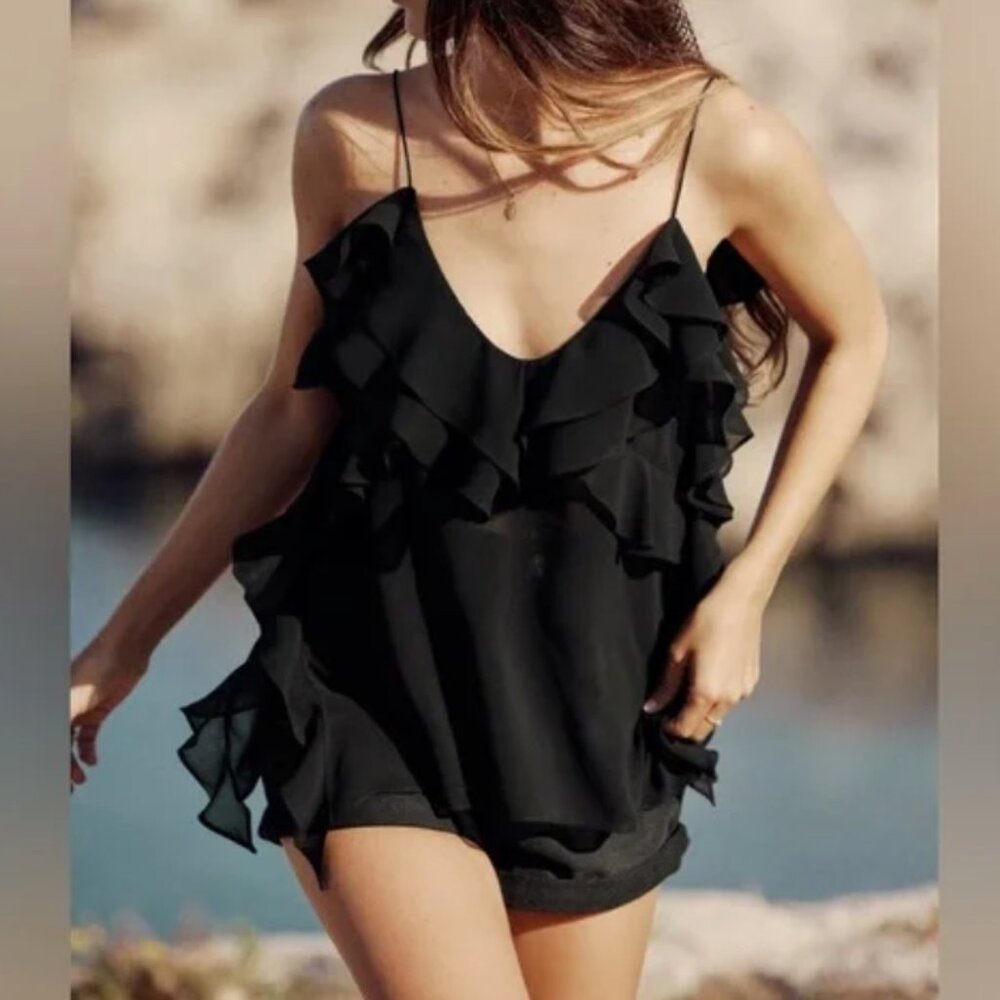 Zara - Ruffle Tie Front Sheer Cami - NWT - M
